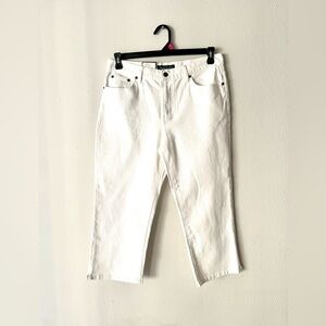 NWT Lauren Ralph‎ Lauren Pants Womens 10 White Denim Jeans  Capri Cropped Casual